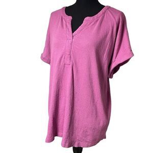 Ava & Viv Pink Dolman Textured Top